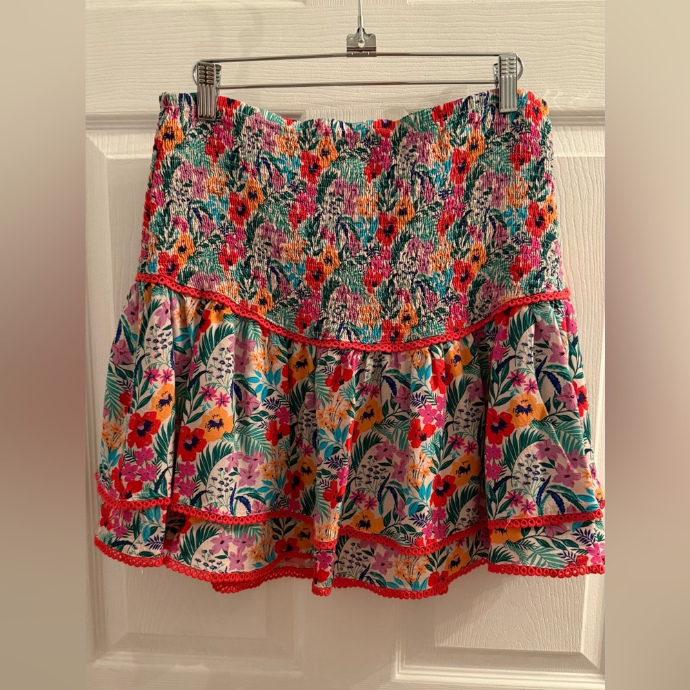Lost + Wander Colorful Floral A-Line Skirt